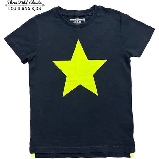 Next 5-6Y Black & Neon Yellow Star Tee Shirt - Kids | Color: Black/Yellow | Size: 5T