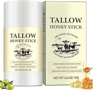 Honey Tallow Balm - 100% Grass-fed Tallow | Beef Tallow Face Cream Rich in Natural vitamins A, D, E, K, Omega Fatty Acids | Tallow Honey Balm with Shea Butter&Olive Oil | Beef Tallow Face Cream - 75G