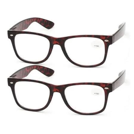 2 Pairs Oversized Square Classic Tortoiseshell Reading Glasses