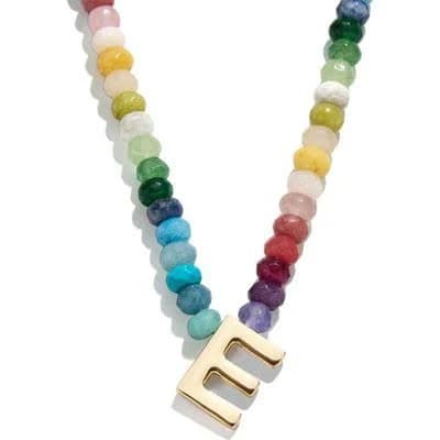 BaubleBar Women's Semi-Precious Block Initial Pendant Necklace