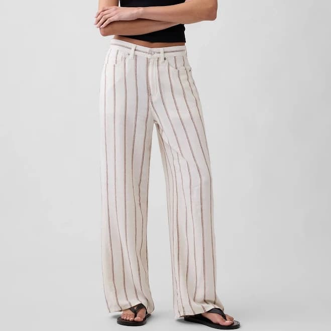Gap Women's High-Rise Linen-Blend Wide-Leg Pants