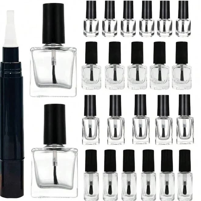Reusable Leak-Proof Nail Polish Bottle with Brush Head, Glass Empty Container for Gel, Perfume, Cream, Essential Oil, Travel Organizer, Empty