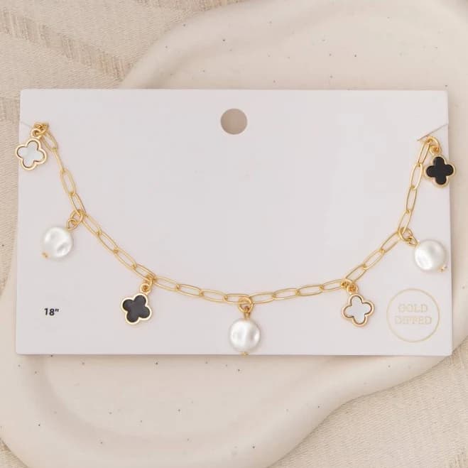Caroline Bezel Set Colored Enamel Clover Pendant Necklace