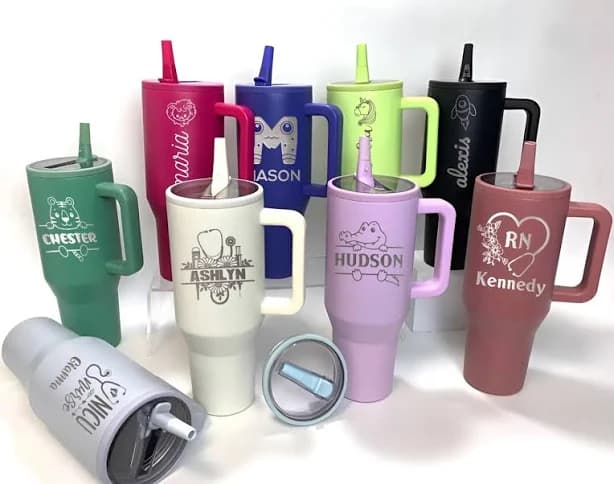 Personalized 40 Ounce Leak Proof Tumbler with Handle Lid and Straw