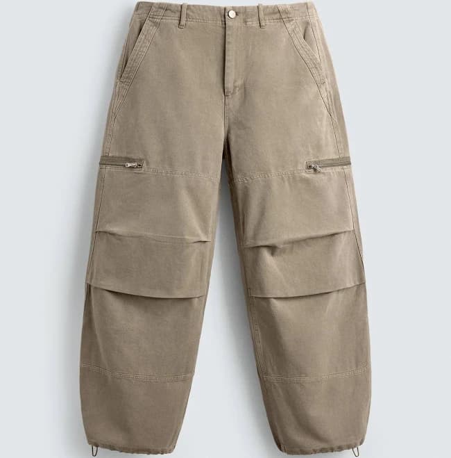 Zara Men's Parachute Cargo Pants