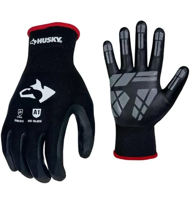 Husky Men's Abrasion-Resistant Coated Outdoor and Work Gloves