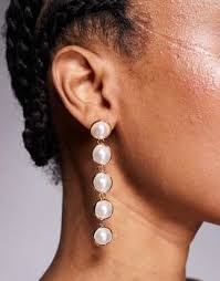 True Decadence pearl drop earrings in gold | ASOS