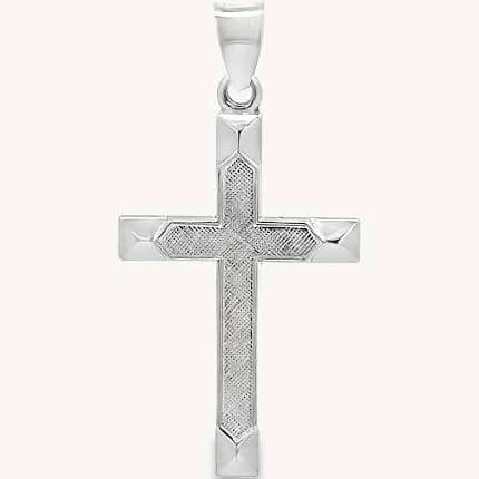 Cross + Crown 925 Sterling Silver Textured Cross Pendant Made in the USA