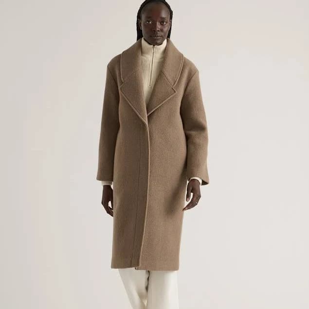 Quince Women's Merino Wool Shawl Collar Long Coat