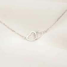 Anavia Girlfriend Jewelry, 925 Sterling Silver Double Heart Necklace Gift, Valentines Day Gift, Girlfriend's Birthday Card Gift - Walmart.com
