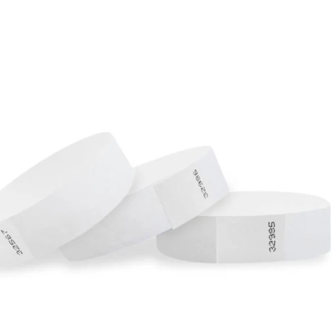 500 Pack White 3/4" Tyvek Wristbands