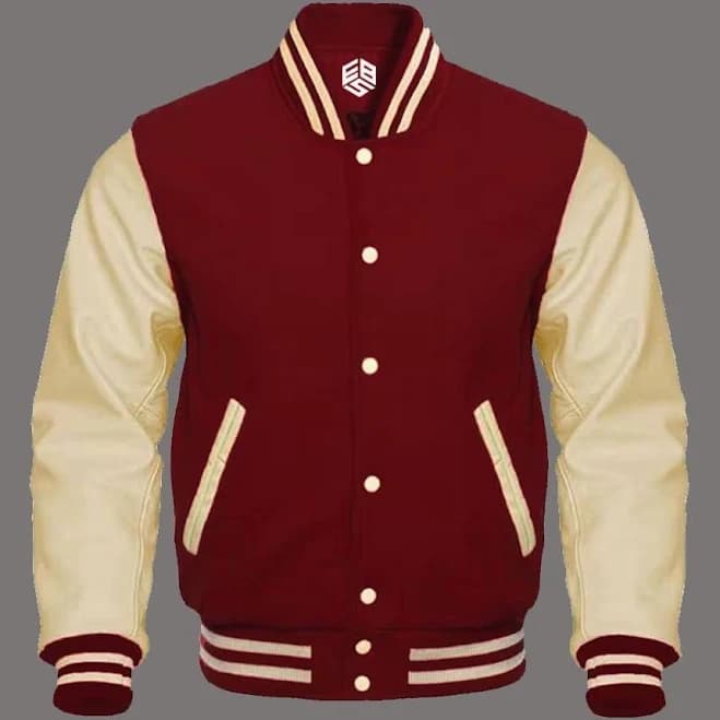 Retro Bomber Varsity Jacket with Leather Sleeves