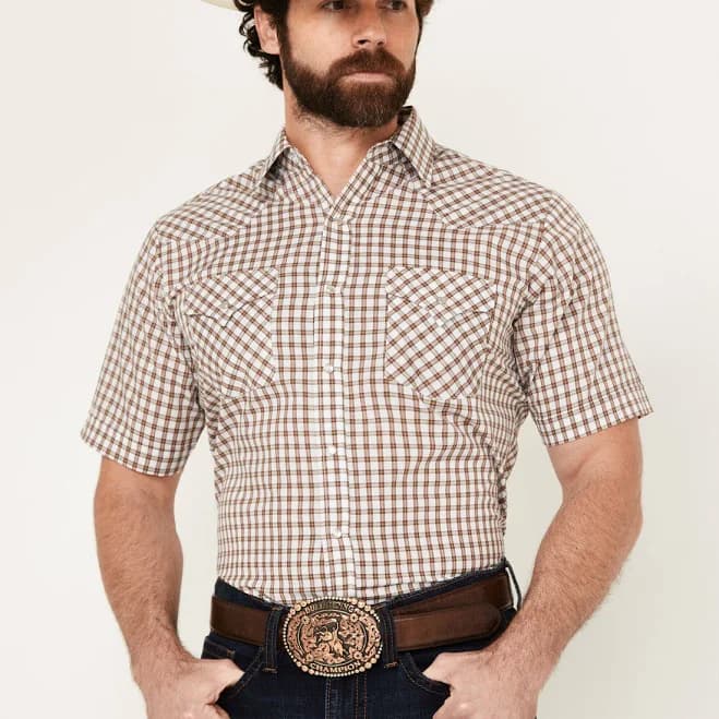 Ely Walker Men's Checkered Print Western Shirt