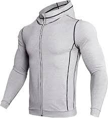 Amazon.com: Chaquetas gruesas para hombre para entrenamiento de fitness, chaqueta de secado rápido, color sólido, casual, con capucha, cremallera, manga larga, deportes, plateado : Deportes y Actividades al Aire Libre