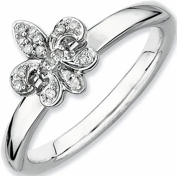 Zales Sterling Silver Diamond Fleur-De-Lis Ring