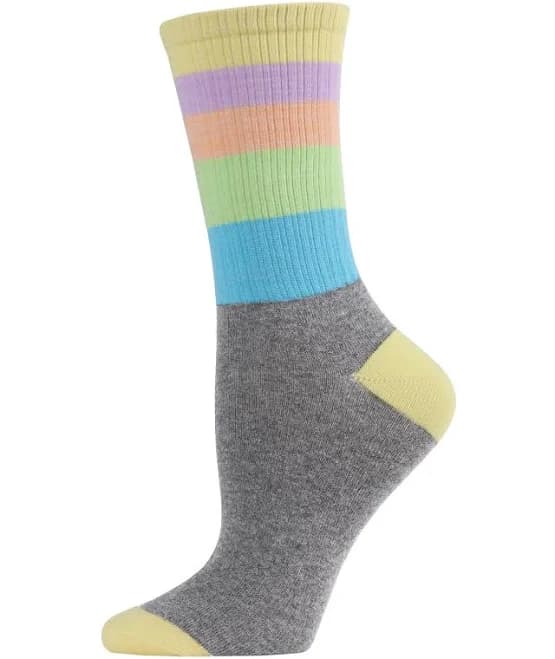 MEMOI Pastel Stripe Crew Socks