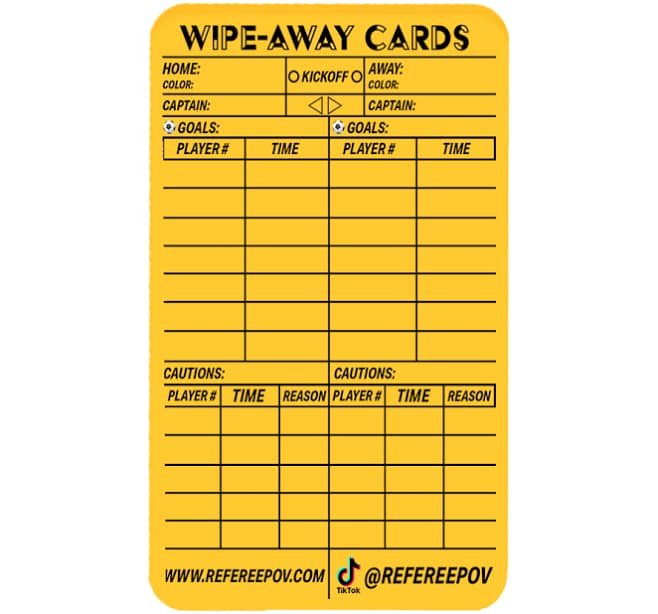 Wipe-Away Soccer Referee Card - Yellow