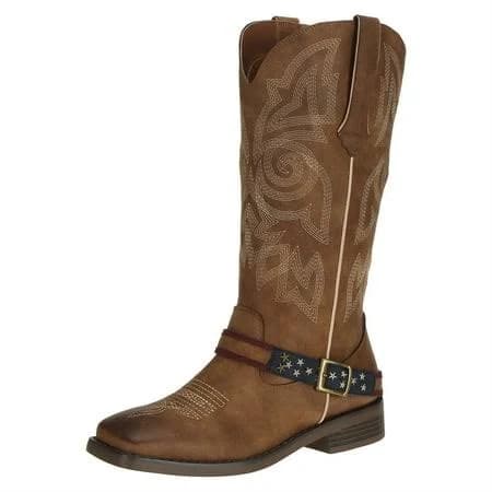 Shesole Women's Square Toe Western Cowboy Boots For Female Mid Calf
