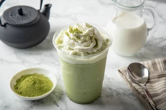 Cold matcha frappe
