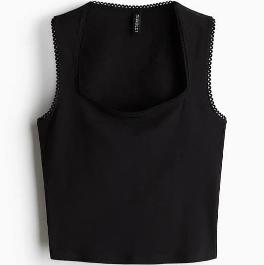 H&M Ladies Sleeveless Picot-Trimmed Top