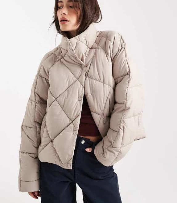 Miss Selfridge Oversized Quilted Funnel Neck Puffer Jacket