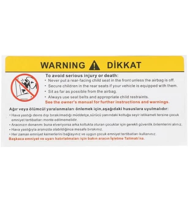 For Car Sun Visor Makeup Mirror Sticker Airbag Sticker Safety Warning Sticker Warning Decorative