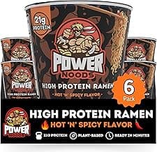 Power Noods High Protein Ramen Noodles - 6 or 12 Pack | Protein Ramen Cups for Lunch or Dinner | Better for You Plant-Based Instant Meal | Hot 'N' Spicy