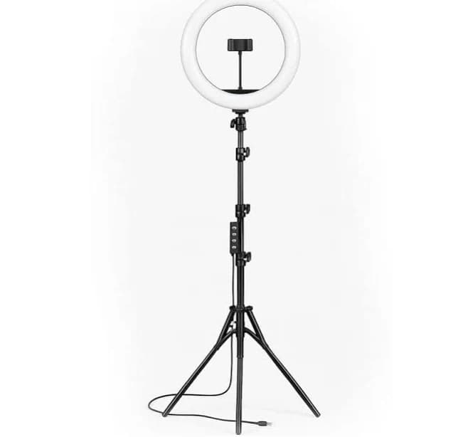 Ahfiwaso 13.3 in. White Ring Light with Stand