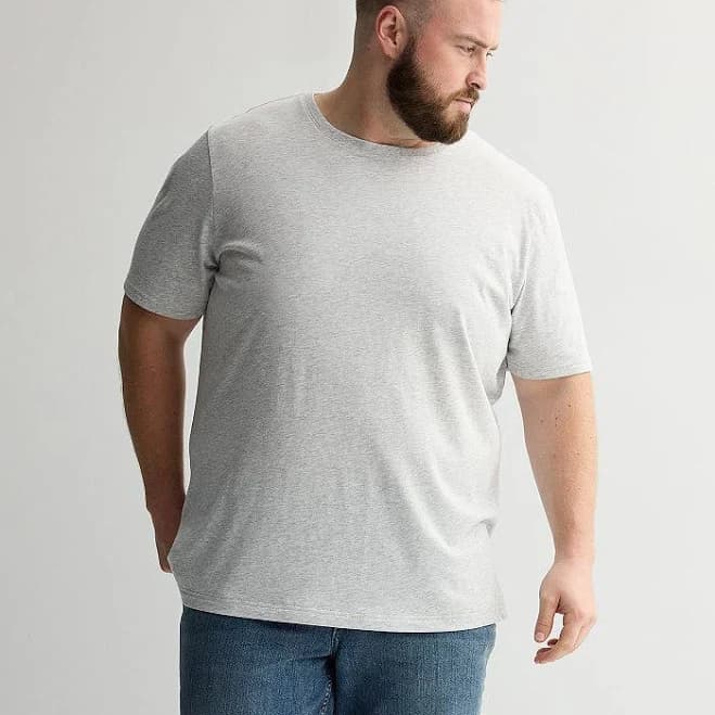 Big & Tall Sonoma Goods For Life Supersoft Crewneck Tee, Men's, Size: 4XB, Heather Grey
