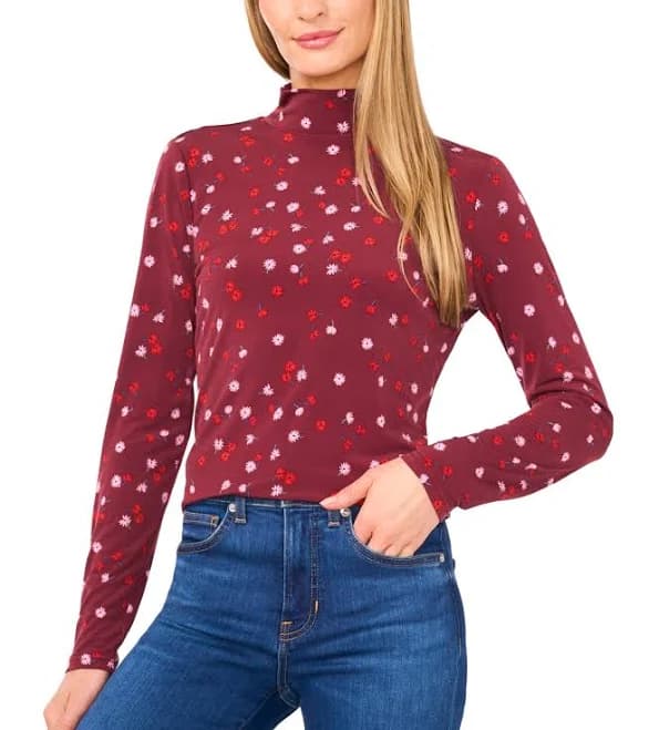 CeCe Women's Long Sleeve Turtleneck Top