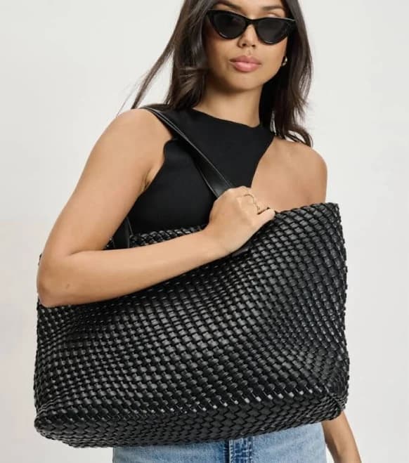 MODA LUXE Woven Unlined Tote Bag and Pouch