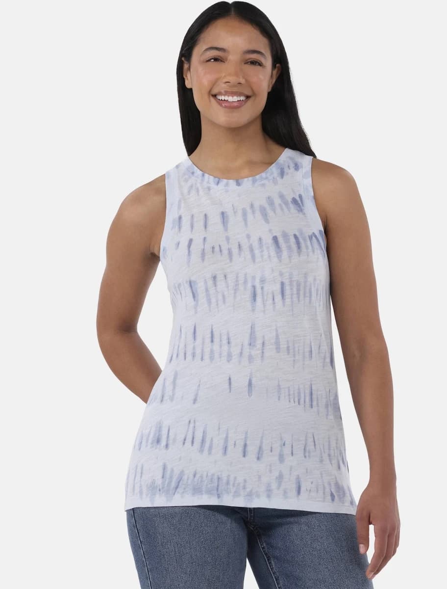 Time and Tru Women's Tie Dye Cotton Tank Top with High Neck