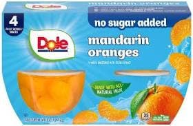 Dole Fruit Bowls Mandarin Oranges 4 oz Cups (4 ct)