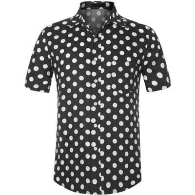 Men's Polka Dot Short Sleeve Button Down Dress Shirt