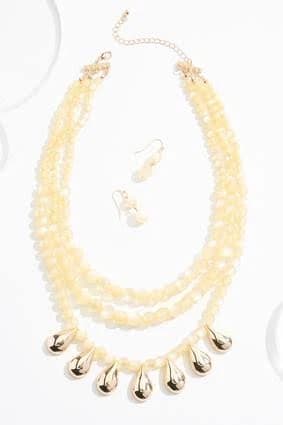 Beaded Gold Tear Necklace Set