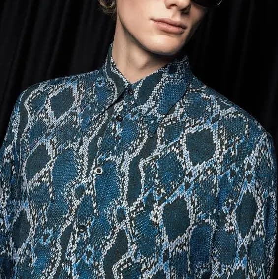 Phix Men's Slim Fit Snake Print Viscose Shirt