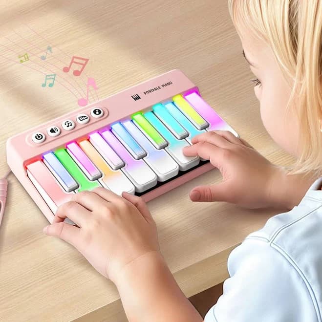 iPlay, iLearn Kids Mini Piano Toy W/Rainbow Lights