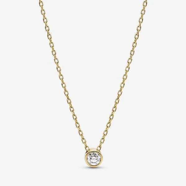Pandora Sterling Silver Lab-Grown Diamond Bezel Pendant Necklace