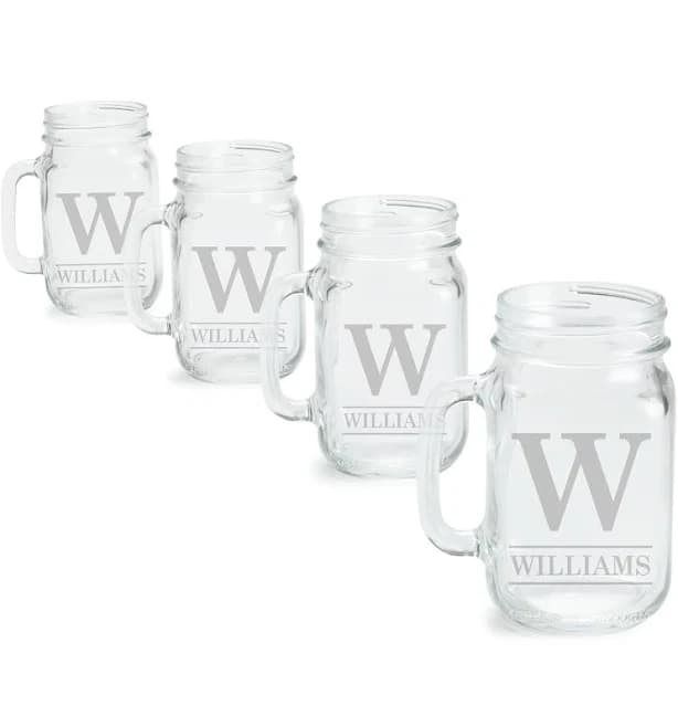 Ginny's Set of 4 Personalized Mason Jar Glasses
