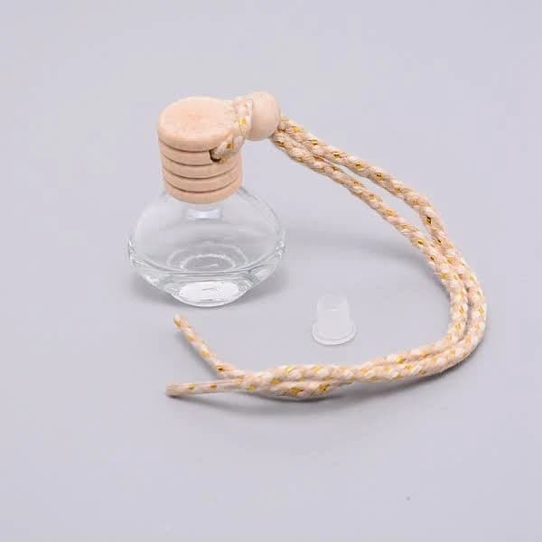 Car Hanging Air Freshener Bicone Shape Glass Bottles with Plastic Stopper and Wooden Dust Plug
