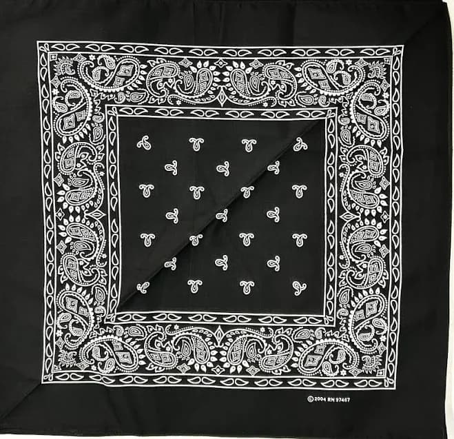 12pc Vintage 100% Cotton Black-white Paisley Bandanas Face Scarf Head