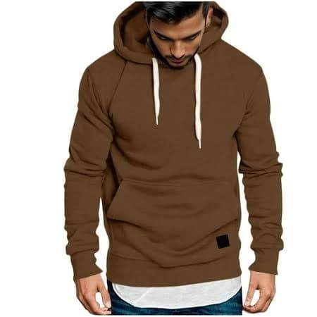 Men's Classic Fit Long Sleeve Cotton Hoodie with Drawstring