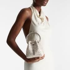 Bon Bon | Ivory Beaded Mesh Crystal Bag | JIMMY CHOO CA