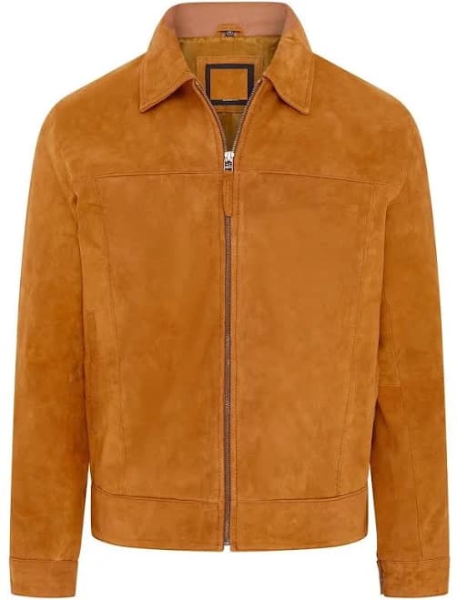Men's Classic Retro Suede Leather Bomber Jacket
