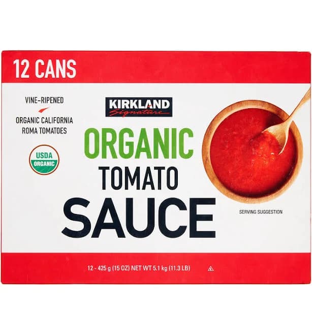 Kirkland Signature, Organic Tomato Sauce, 15 Oz, 12-count
