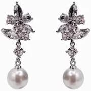 Rhinestone Cluster Pearl Drop Earrings