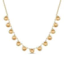 4.0mm Citrine Bezel-Set Station Necklace in Sterling Silver with 14K Gold Plate | Zales