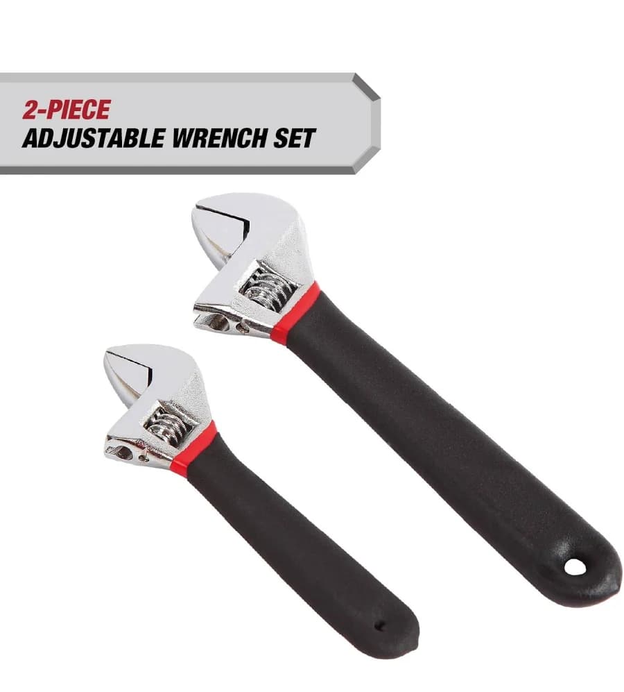 Hyper Tough 2-Piece Adjustable Wrench Set with Comfort Handles