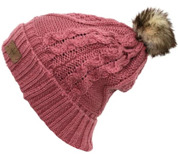 Women's Angela & William Winter Fleece-Lined Cable Knit Pompom Beanie Hat