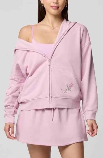 Florence by Mills Women's Cozy Crush Forever Embroidered Oversize Graphic Zip Hoodie